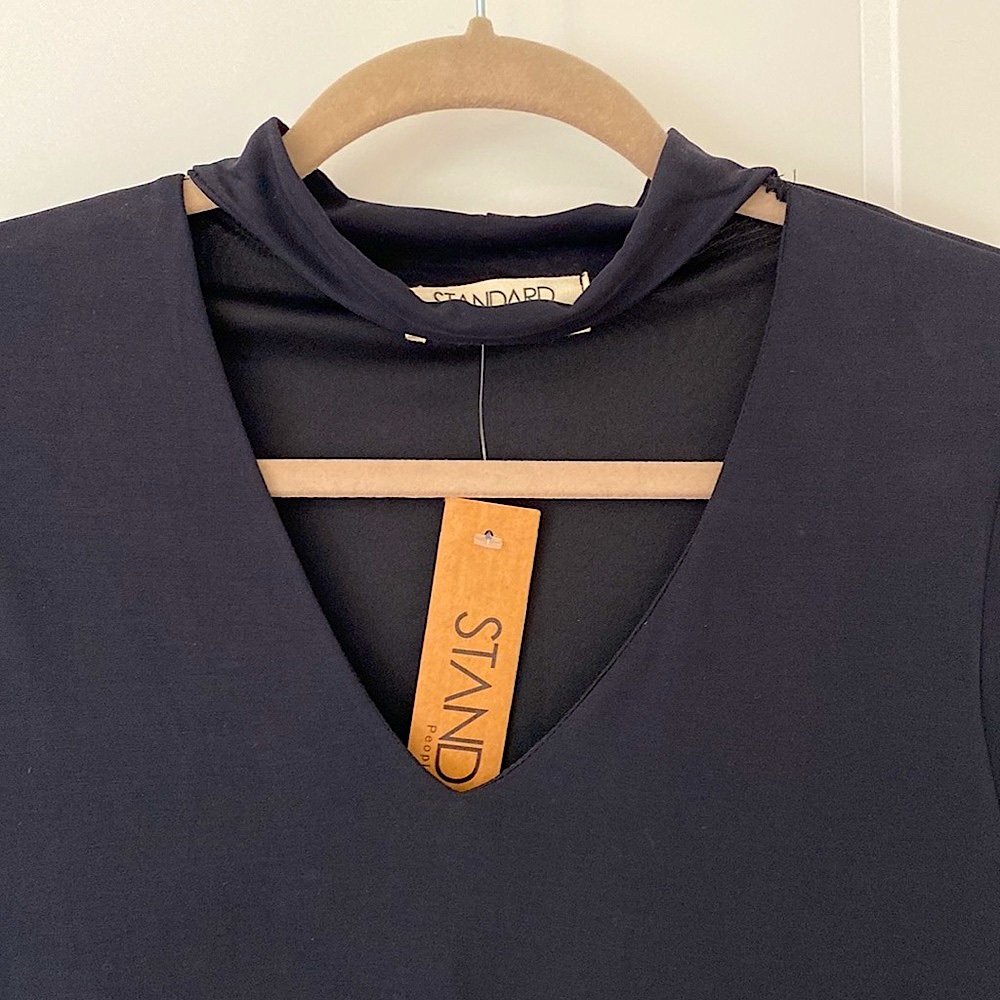 NWT Ameera Black Dress With Open Collar